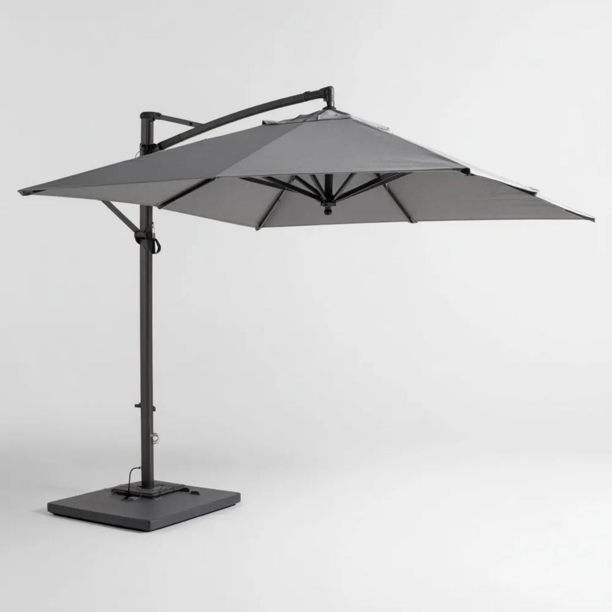 Kwadratowy parasol ogrodowy wiszący 300 x 300 cm ze stali i poliestru, szary/czarny