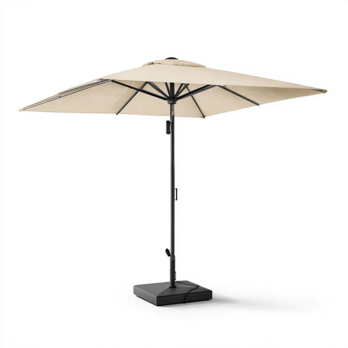Kwadratowy parasol ogrodowy z korbą, beżowy, poliester i stal, 300 x 300 cm
