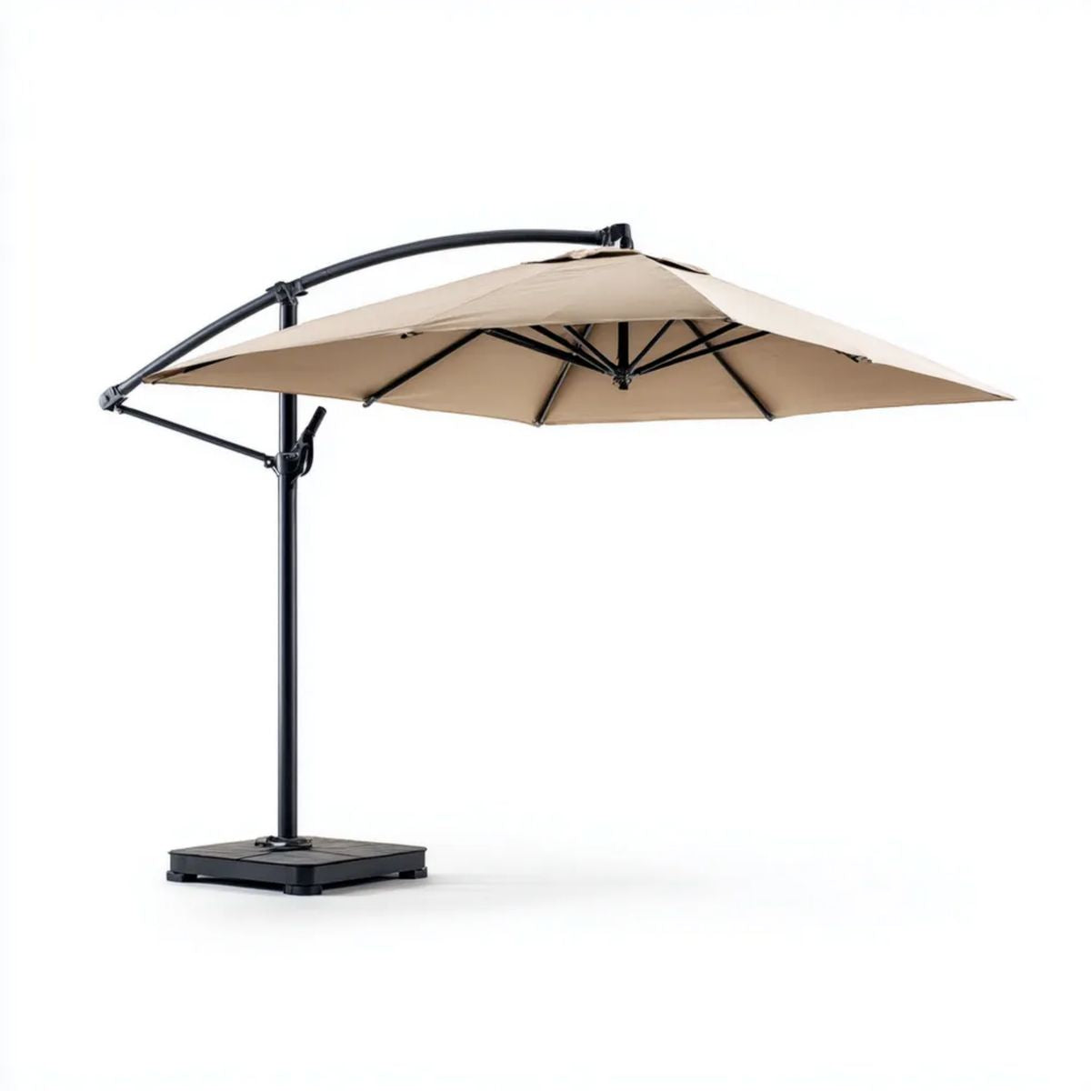 Wiszący parasol ogrodowy beżowo-czarny z poliestru 300 × 300 cm
