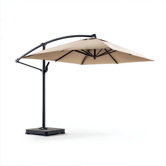 Wiszący parasol ogrodowy beżowo-czarny z poliestru 300 × 300 cm