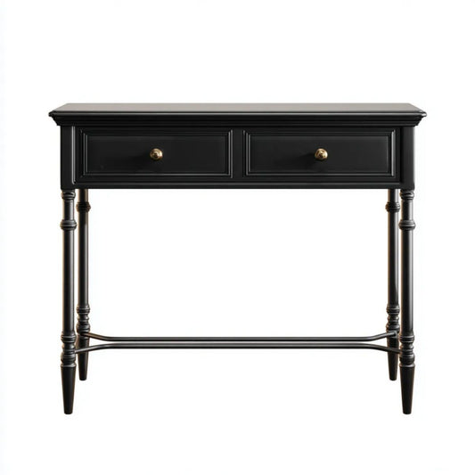 Czarna drewniana konsola z MDF z 2 szufladami, 120 x 40 x 85 cm